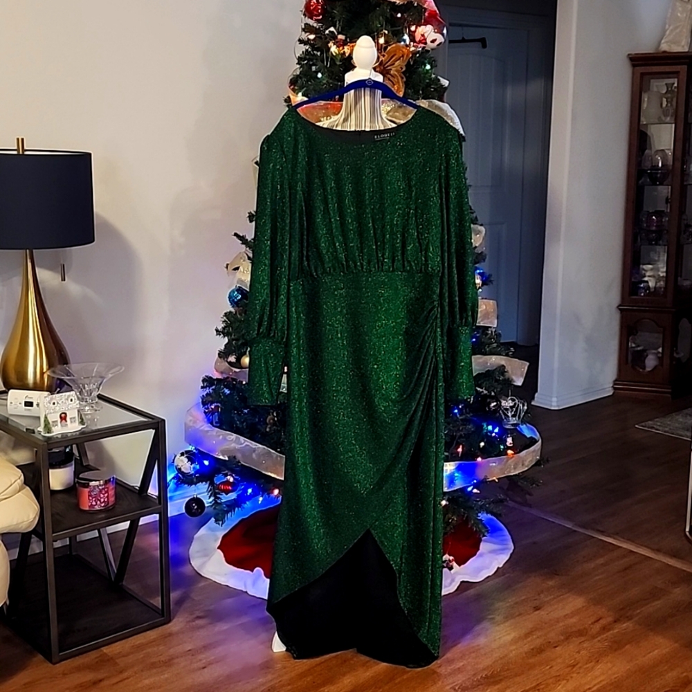 Eloquii green holiday sparkle dress size 16 NWT